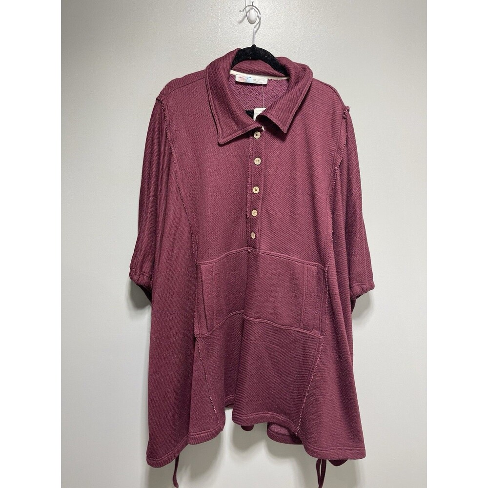 Free People Beach Kimono Cape Women Poncho Top Wine Oversize Boho Cozy Small NWT